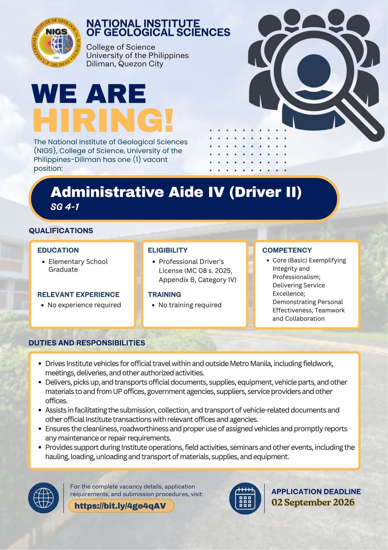 Administrative Aide IV Driver II